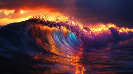 Canvas Print - Fiery Sunset Wave