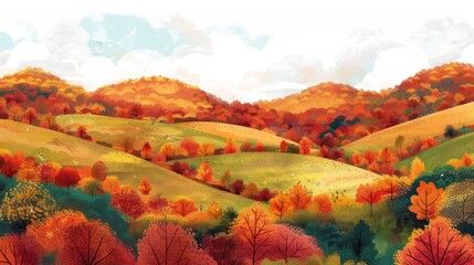 Canvas Print - Autumnal Landscape with Rolling Hills and Vibrant Foliage