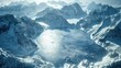 © Imsuniyah - Aerial View of a Frozen Lake Surrounded by Snow-Covered Mountains