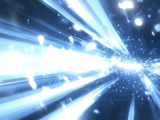 Poster - A sleek light flare for tech-focused presentations and designs, featuring clean, modern light effects in cool tones like blue and silver, perfect for adding innovation 