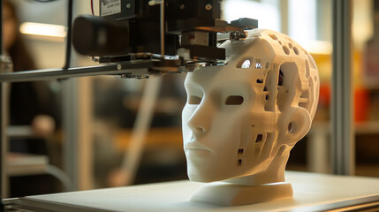 Poster - This workshop teaches you how to use 3D printers. We printed a robot head using a 3D printer. 3D printing is used to make robot parts. This workshop uses 3D printers, plastic filament.