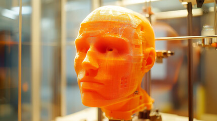Poster - This workshop teaches you how to use 3D printers. We printed a robot head using a 3D printer. 3D printing is used to make robot parts. This workshop uses 3D printers, plastic filament.