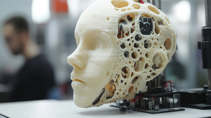Poster - This workshop teaches you how to use 3D printers. We printed a robot head using a 3D printer. 3D printing is used to make robot parts. This workshop uses 3D printers, plastic filament.