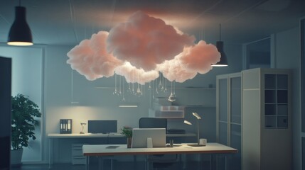 Aufkleber - Office Interior with Cloud-Shaped Pendant Lights