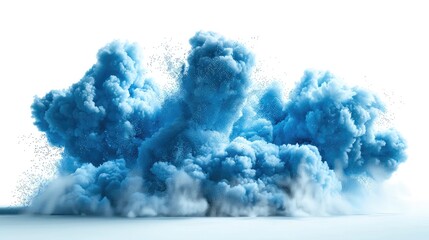 A blue cloud explosion on a white background.