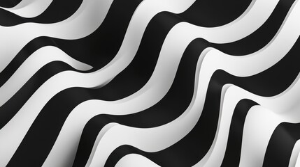 Sticker - Black and white diagonal wavy lines seamless vector background