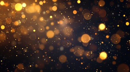 Poster - Blurred bokeh dark background with golden lights for festive and abstract use