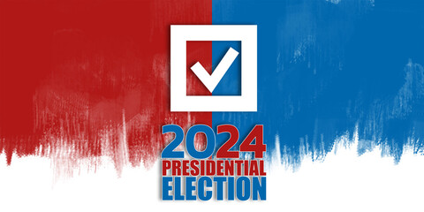 Aufkleber - Creative 2024 Presidential Election Banner with Red and Blue Background. 3D Rendering
