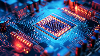 Poster - Electronic factories make tiny computer chips from silicon wafers. These wafers are round and have many chips on them.  This process creates the processors used in all our electronic devices.