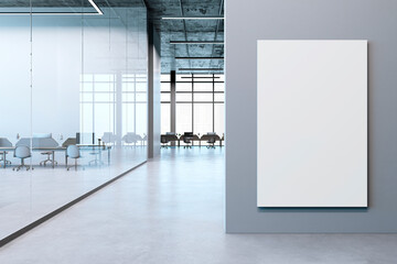 Sticker - Modern office interior with empty workspace and blank canvas on wall. 3D Rendering