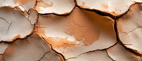 Sticker -  A detailed view of a brown-white wall with peeling paint on its surface and at its edge