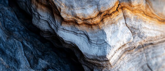 Wall Mural -  A tight shot of a rock formation with yellow light emanating from its top and base