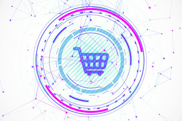 Aufkleber - Abstract Shopping Cart Design Concept. 3D Rendering