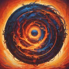 Poster - Illustration of electronic music DJ with fire and burn effect.