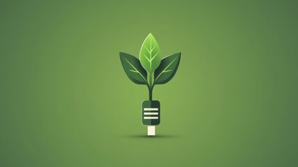 Canvas Print - Eco-friendly electric plug icon with leaf symbol for sustainable energy design