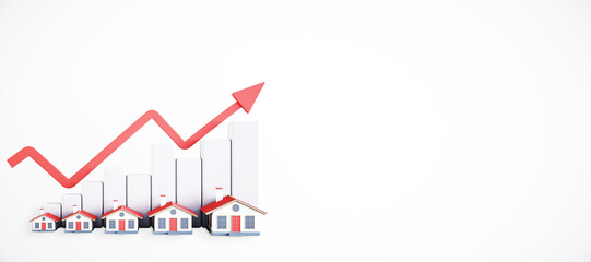 Canvas Print - Graph showing housing market growth trends. 3D Rendering