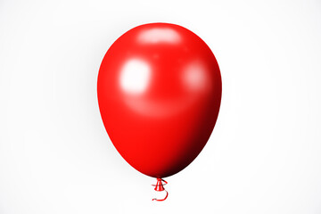 Poster - Bright red balloon on white background. 3D Rendering
