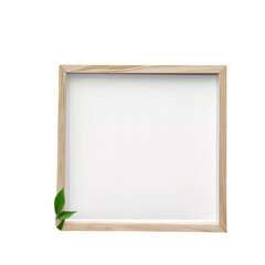 Wall Mural - wooden frame with green leaves