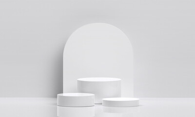 Wall Mural - white product display podium in studio room, for display presentation