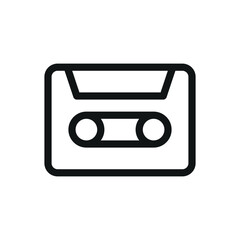 Poster - Retro audio cassette isolated icon, cassette tape vector symbol with editable stroke