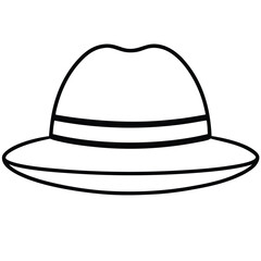 Sticker - Hat Vector Outline Illustration.