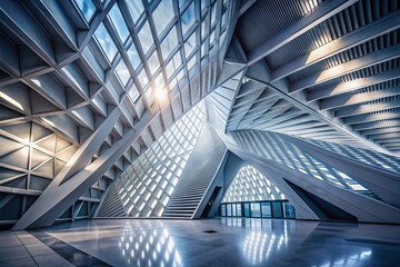 Poster - Abstract Gray Rays Background - Low Light Geometry in Architecture Design