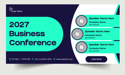 Wall Mural - Best business webinar banner template design, webinar banner design, online business conference banner, fully customizable eps 10 file format