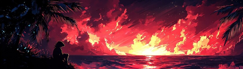 Poster - Serene Sunset in Anime Style