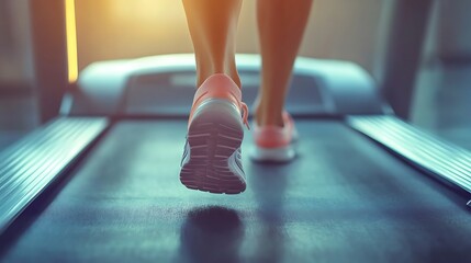 Woman running in the treadmill