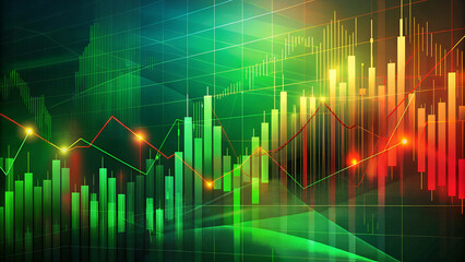 Wall Mural - abstract financial chart with vibrant colors representing market trends and stock prices.