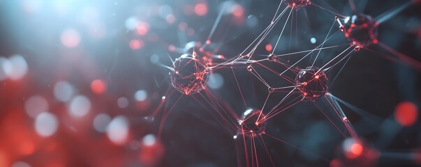 Poster - Abstract representation of molecular structures with vibrant colors and intricate connections, symbolizing scientific innovation.