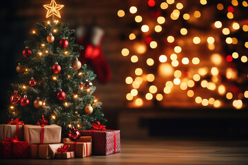 Beautifully Decorated Christmas Tree in Living Room