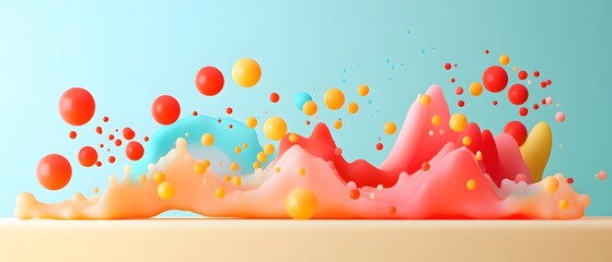 Poster - Colorful abstract splash with vibrant bubbles creating a playful and energetic feel, perfect for modern designs and creative projects.