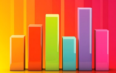 Poster - Colorful bar chart design representing data growth and analysis in a vibrant background, ideal for business and presentation use.
