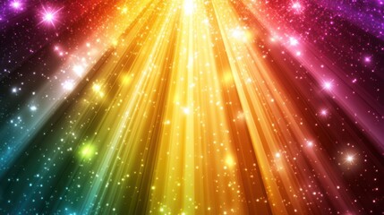 Poster - A vibrant colorful glow light flare, featuring radiant beams of light in various hues, creating a dynamic and visually stunning effect that can be used for design or digital art