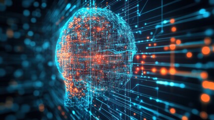 Poster - An AI and data technology background, featuring neural networks, machine learning models, and futuristic data points representing the power of AI-driven technology