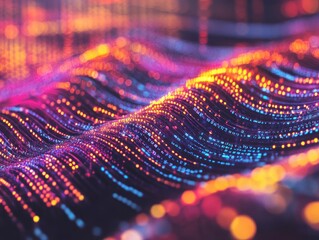 Poster - An artistic data technology background for creative industries, blending vibrant, abstract shapes with digital data flow, 