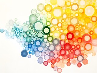Poster - A vibrant abstract background featuring colorful circles in various sizes, creating a cheerful and dynamic visual effect.