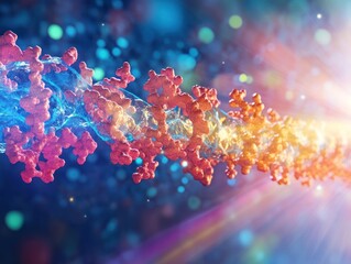 Poster - An illustration of protein structure determination using X-ray crystallography, showing the diffraction pattern and the resulting 3D model of a protein