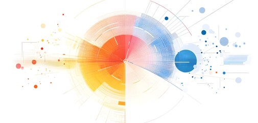 Poster - Abstract circular design with vibrant colors in dynamic motion, ideal for backgrounds, tech visuals, and creative projects.