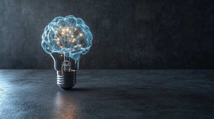 Aufkleber - A Lightbulb Shaped Like a Human Brain with Sparks of Light Inside