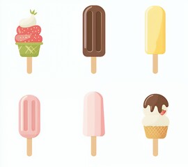 Sticker - Assortment of colorful popsicles and ice cream cones.