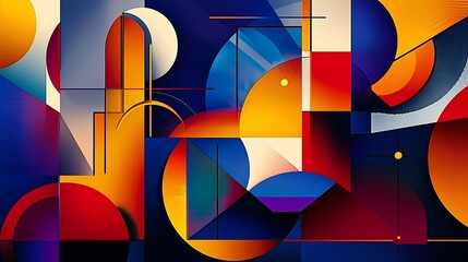 Poster - Colorful abstract shapes and geometric forms on canvas