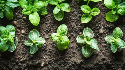 Poster - The concept of growing money, a row made up of growing plant