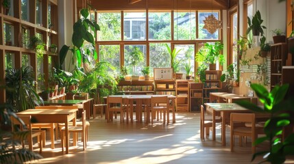 Wall Mural - Classroom with Natural Light and Plants