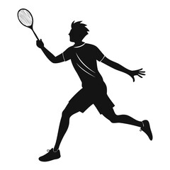 Badminton male and female player black silhouette Vector illustration
