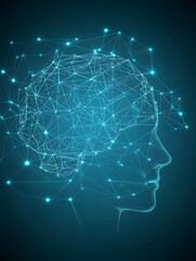 Poster - Abstract profile with a glowing brain.