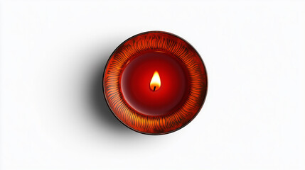 diya top view, on white background, single diya lamp