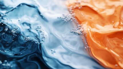 Wall Mural - A blue and orange watercolor painting with a lot of bubbles