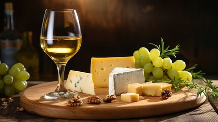 Savor the Perfect Pairing:  omatic White Wine and Tempting Cheese Delight in Stunning  